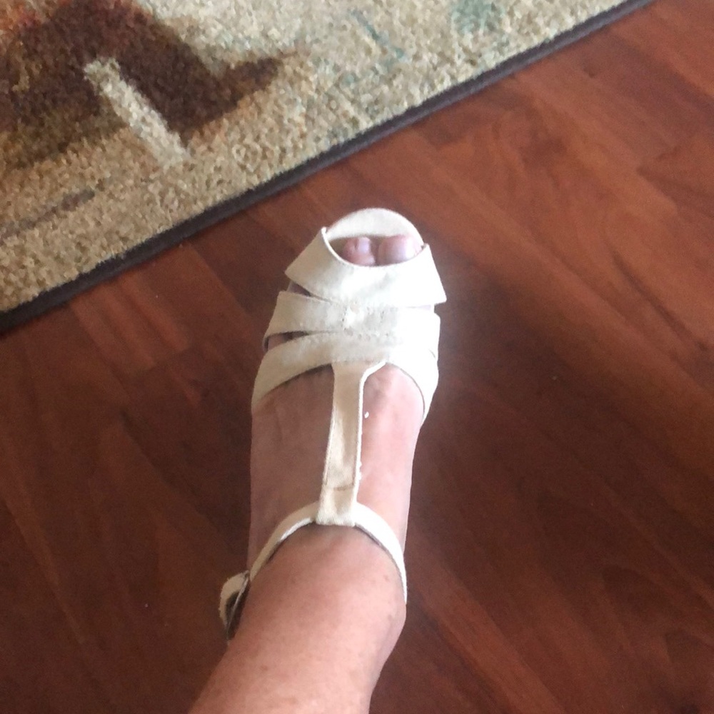 Bone  cloth wedge sandals